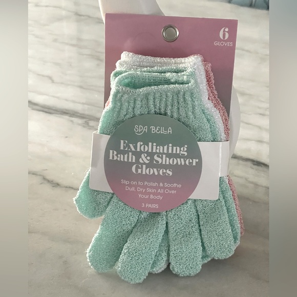3 PK SPA BELLA EXFOLIATING BATH & SHOWER GLOVES NEW - Picture 1 of 2